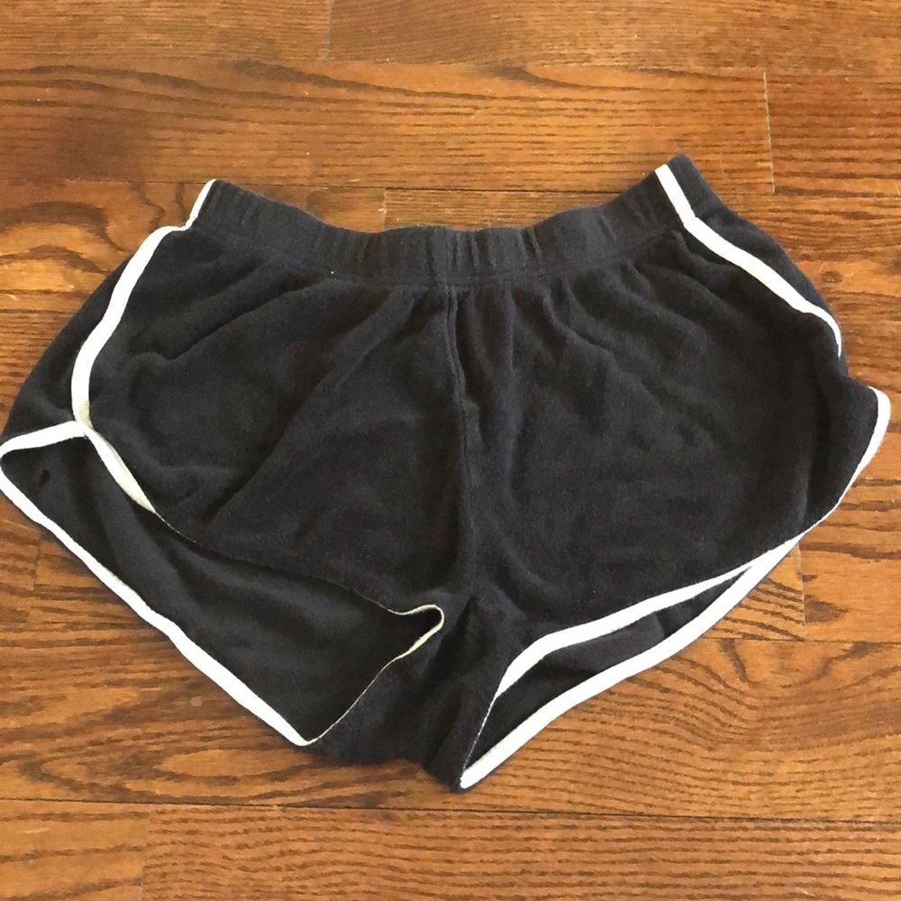 Black shorts with white detailing on the edges